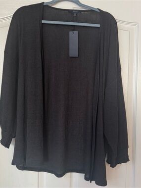 Eclair Black Open-Front Lightweight Women's Cardigan